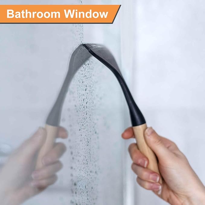 HARFINGTON Shower Squeegee 9.8 Inch Length Water Blade Cleaner Tool Household Mirror Squeegee with Hole for Windshield Window Cleaning Glass Door, Pink