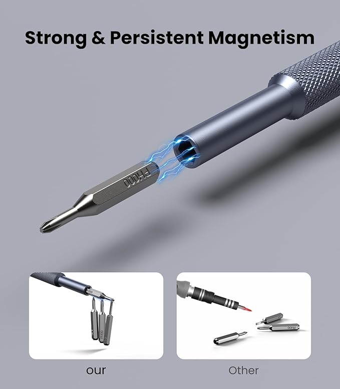 AXTH 50-in-1 Precision Screwdriver Set, Professional Magnetic Small Repair Tool Kit for Electronic Devices, Mini Screw Driver with Flat, Philips, Torx, Hex, Pentalobe, Triwing, Triangle and More