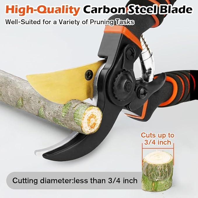 Pruning Shears, Garden Shears,Professional Bypass Pruner Hand Shears Heavy Duty, Garden Clippers,8" Hand Pruners with Foam-Grip Handles,Plant Cutting Scissors for Gardening,Hedge