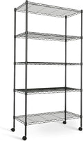 Simple Deluxe 5-Tier Storage Shelves, 29.92" W x 13.78" D x 65 "H Adjustable Heavy Duty Wire Shelving, 1250 Lbs Loading Capacity, Black