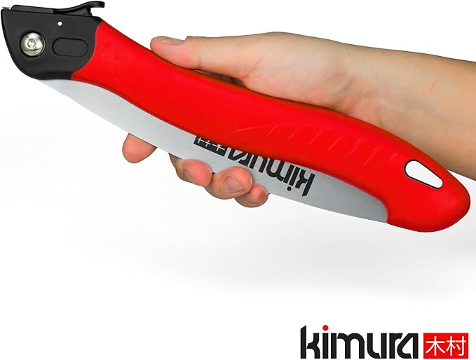 Kimura Folding Saw, Heavy Duty 10 Inch Curved Blade, Japanese SK5 Steel, Hand Saws for Branches, Wood & Camping, Pruning Saw with Impulse Hardened Double Layer Edge