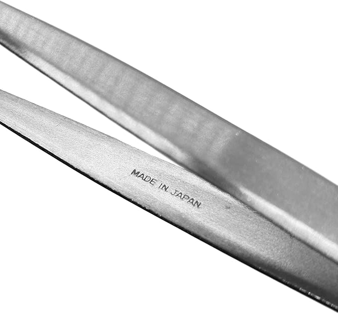 KAKURI Bonsai Tweezers Straight Serrated Tips with Spatula 8.8" - Made in Japan - Professional Bonsai Care Tool - Japanese Stainless Steel