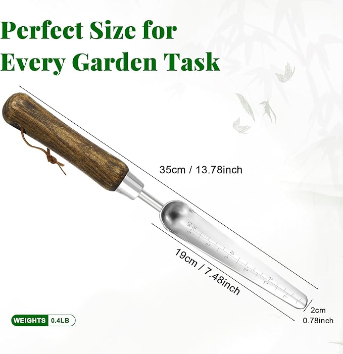 Narrow Stainless Steel Garden Trowel with Wood Handle - Heavy Duty Hand Shovel for Digging, Weeding, Planting & Transplanting, Sharp Garden Spade Tool for Tough Soil and Roots