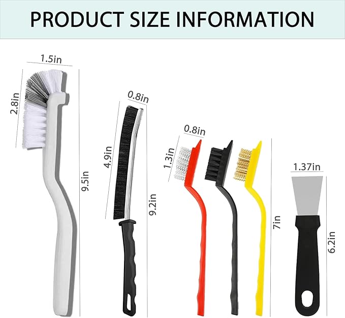 Crevice Cleaning Brush Set, Multi-Purpose Hard Bristle Brushes for Deep Cleaning Kitchen, Bathroom, Grout, Sink, Cup, Teapot, Bottle, Blender, Corners, Tight Spaces & More (12)