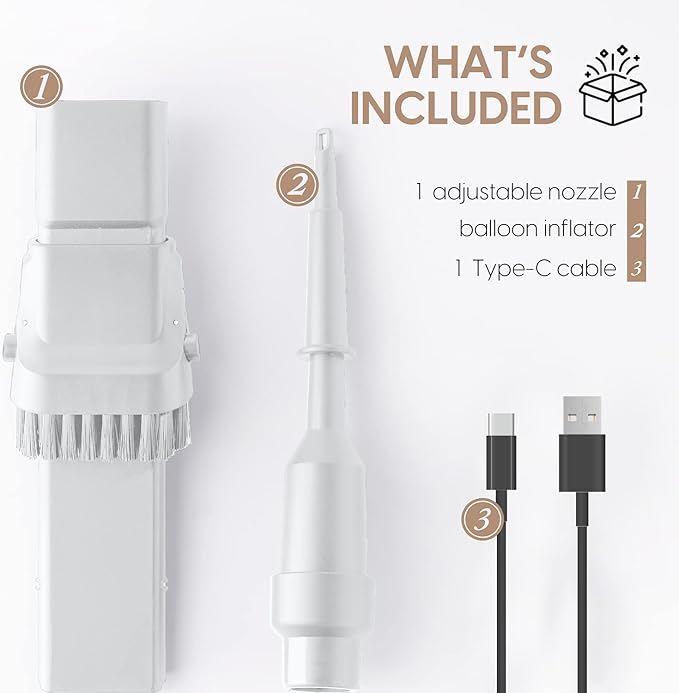 Starument Handheld Vacuum Cleaner - Cordless Vacuum Cleaner for Cleaning Dust, Dirt, Pet Hair Suction - Compact, Rechargeable & Wireless Device for Home, Office, Car - USB-C Cable (White)