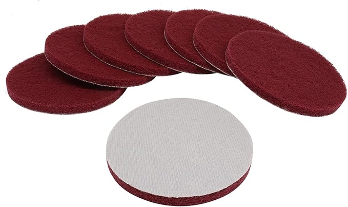 Murtenze 8 PCS Scrubber Scouring Pads, 400 Grits Flocking Scuff Pads Hoop and Loop Scuff Conditioning Discs Polishing Pad for Furniture Automotive Cleaning Rust Removal