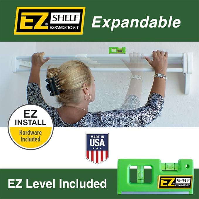 DIY Expandable Closet Shelf (NO Hanging Rod) Easy to Install to 2 Sidewalls