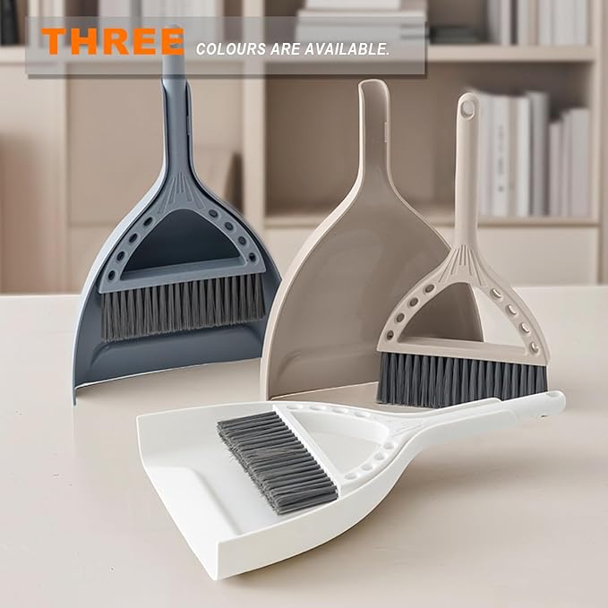 Mini Broom and Dustpan Set Small Dust pan and Brush Set Perfect for Desk Office Camping Dorm RV Essentials (Blue Gray)