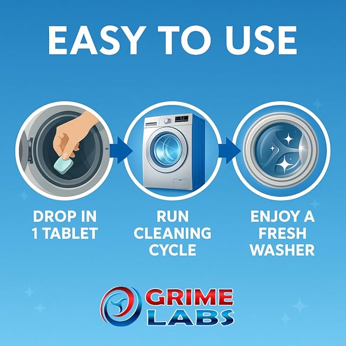 Washing Machine Cleaner Ultra – Pet Owners Edition | Deep Cleaning & Freshening | Removes Odors & Residue from Pet Laundry | Front & Top Load Washers HE Supported | 24 Tablets 1 Year Supply GRIME LABS