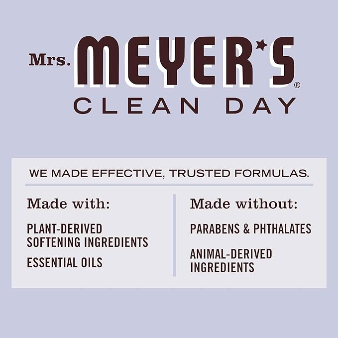 MRS. MEYER'S CLEAN DAY Liquid Fabric Softener, Infused with Essential Oils, Paraben Free, Lavender, 32 oz (32 Loads) (Pack of 4)