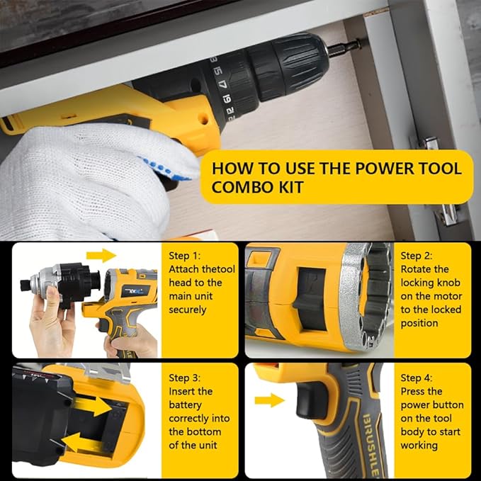 Cordless Power Tool Combo Kit 18V 6-Tool Set Circular Saw, Palm Sander, Drill, Impact Driver, Reciprocating Saw, Battery Adapter with 2×4.0Ah Batteries and Fast Charger Cordless Power Tool Set