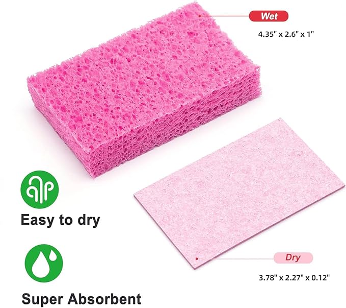 36 - Pack Non-Scratch Scrub Sponges - Sponges for Dishes and Washing Dishes, Cleaning Sponges for Kitchen Home and More（Pink）