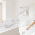 Long Handle Sponge Scrub Bathroom Brush, Sponge Cleaning Brush with Handle Large Wall Scrubber Shower Long Handles Brush for Tableware, Kitchen, Toilet, Bathroom Cleaning Tools Accessories White