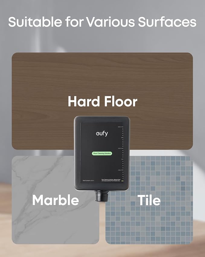 eufy Official Hard Floor Cleaner Accessories for Omni S2, Gentle Ingredients, Low-Scent, Suitable for Various Surfaces