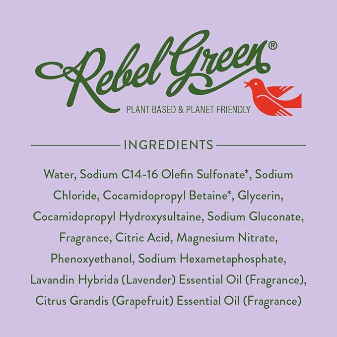 Rebel Green Super Deluxe Dish Soap - Natural Kitchen Dish Detergent - Gentle Dish Liquid Scented with Lavender & Grapefruit - (1 Gallon Refill Bottle)