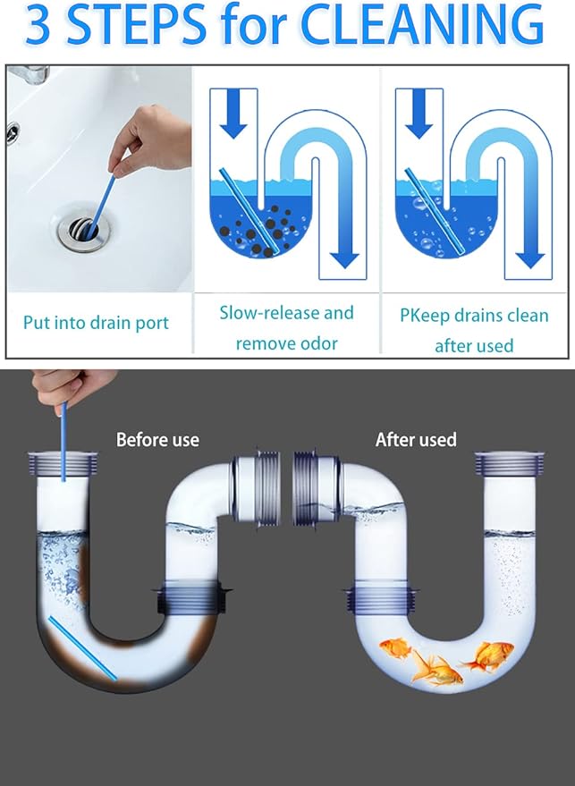 Drain Deodorizer Drain Sticks Sink Cleaner Drain Opener Sticks Enzyme Drain Cleaner to Keep Kitchen Bathroom and Utility Drains Clear As Seen on TV (14 pcs)