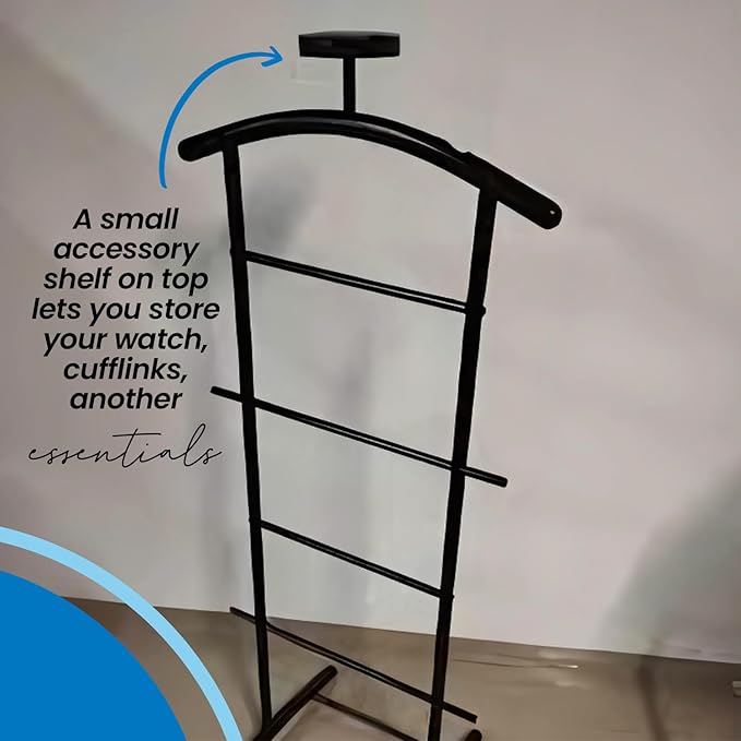 Kings Brand Furniture - Menros Metal Suit Valet Stand, Clothes Rack, Black
