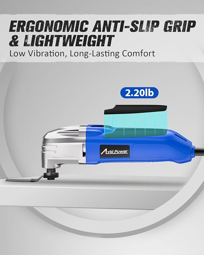 AVID POWER Oscillating Tool, 22000 OPM Electric Oscillating Multi Tool with 3°Oscillation Angle, Cutting, Sanding, Grinding, Scraping, 11 Accessories & Universal Interface-Blue