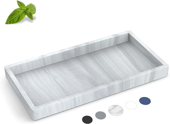 Silicone Bathroom Tray,Shatterproof Silicone Tray for Bathroom Counter,Small Vanity Tray for Bathroom Soap Dispenser Tray Toilet Tank-7.8 * 3.9in