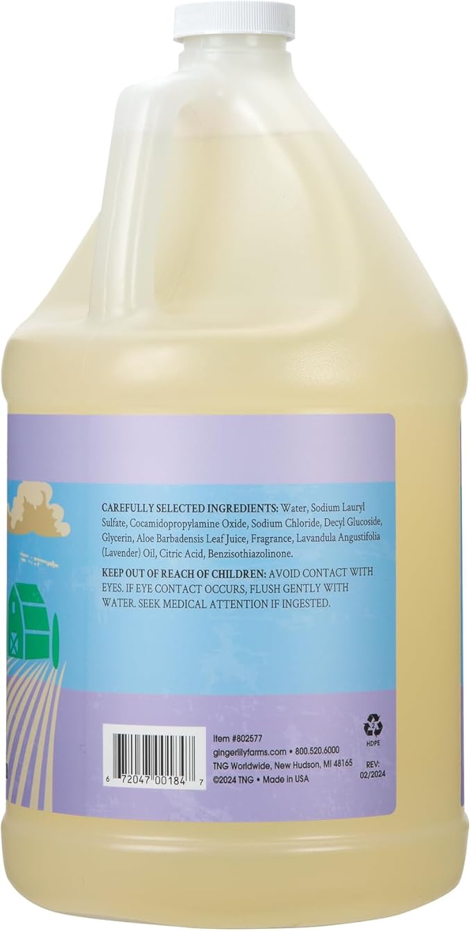 Ginger Lily Farms Botanicals Plant-Based Liquid Dish Soap, Concentrated Formula with Max Grease Cleaning Power, Cruelty-Free, Lavender Chamomile Scent, 1 Gallon (Pack of 4)