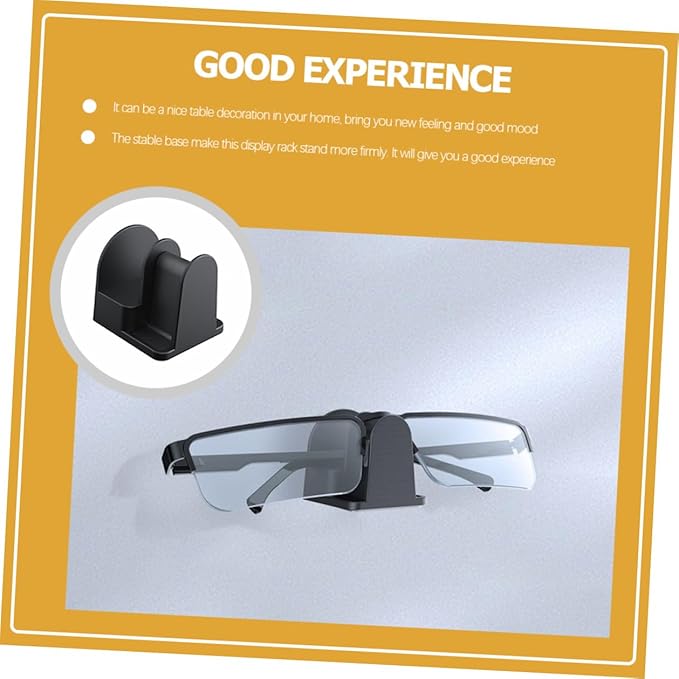 Angoily 2pcs Wall-Mounted Eyeglasses Bracket and Desktop Sunglasses Storage Stand Holder for Car and Home, Black Eyewear Organizer Rack