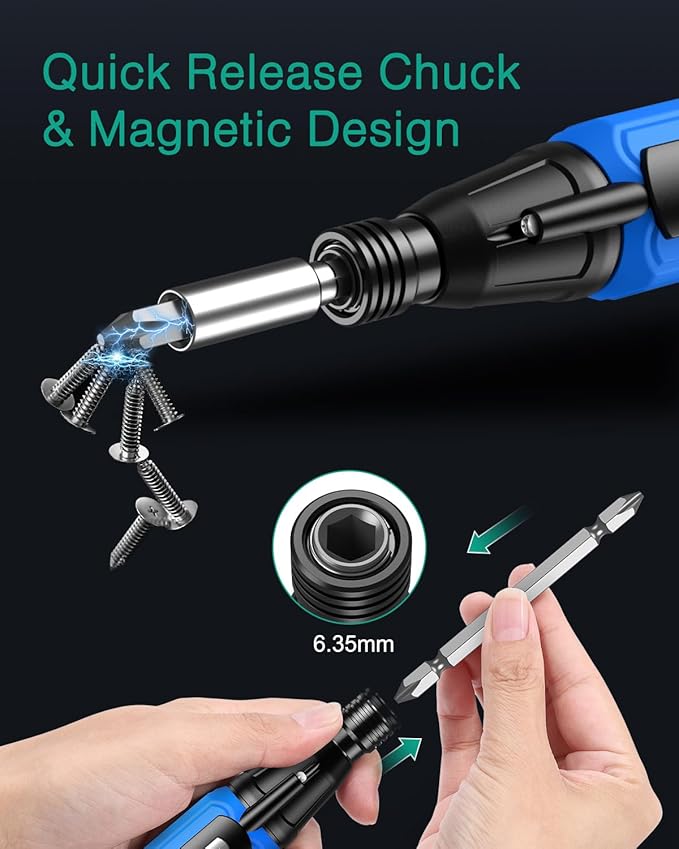 ORIA Electric Screwdriver, Cordless Electric Screwdriver, 12 in 1 Cordless Power Repair Tool Kits with 10 Bits and 1/4 inch Bit Holder, LED Lights, Charging Cable, for Phones,Toys, PC