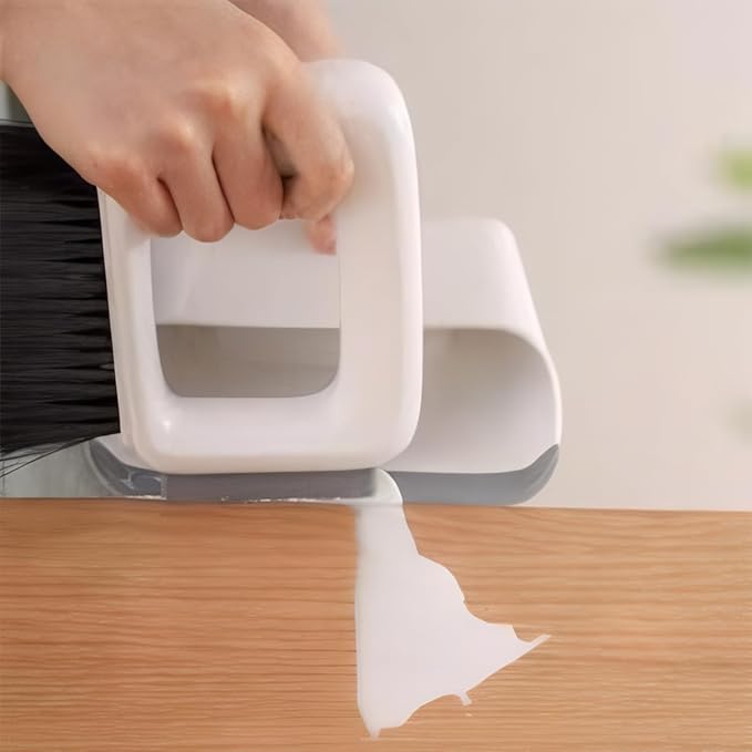 Compact Dustpan and Broom Set with Scrubber TPR Handle ABS Nylon Design Space Saving for Kitchen Bathroom Home Cleaning
