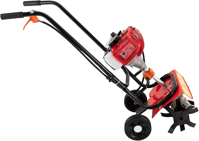 Tiller/Cultivator, Garden Rototiller for Lawn, Garden and Field Soil Cultivation, 52CC Gas Powered Engine Rototiller Garden Tool Cordless, Cultivated Land Depth 5-10cm/1.97-3.94in