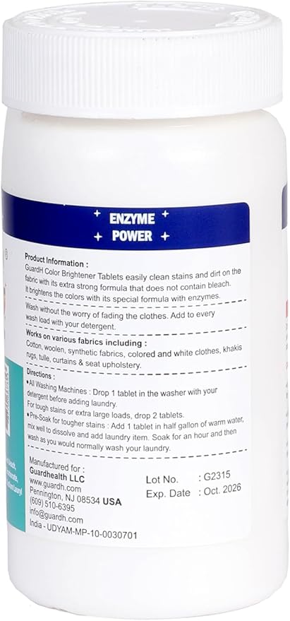 Laundry Stain Remover & Color Booster Tablets – Brightens Clothes, Removes Tough Stains, No Bleach – 30 Enzyme Tablets for Colorful Loads (180g)