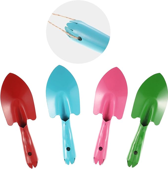Honoson 4 Pieces 8 Inch Trowel Set Sand Shovels Metal Hand Shovel Colorful Spades Garden Tools for Beach Soil Planting Digging Gardening Transplanting