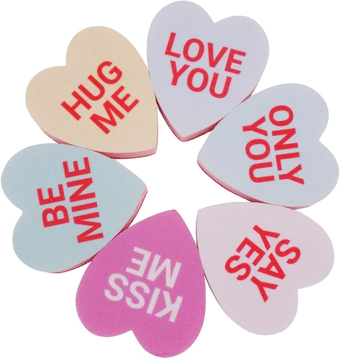 Heart Shaped Sponge with Words, Dual-Sided Kitchen Scrubber for Washing Dishes, Pots, Pans and General Household Cleaning, ‌Multicolour (6 Pack)
