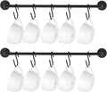 Mkono Mug Holder Wall Mounted Coffee Cup Rack Hanger Modern Metal with 10 Mug Hooks Rustic Utensil Tea Cups Storage Organizer for Kitchen Dining Room Coffee Bar, Set of 2, Black