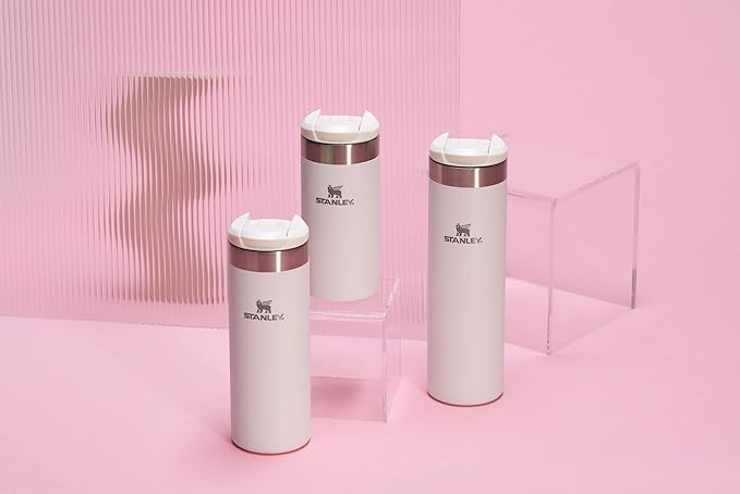 Stanley AeroLight Transit Bottle 16 oz | Locking Drink Through Lid | Leak Resistant Water Bottle or Coffee Travel Mug | Lightweight Insulated Stainless Steel | BPA-Free | Rose Quartz Glimmer