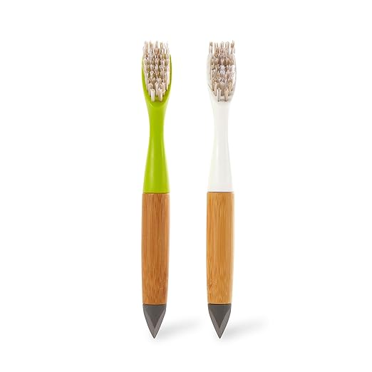 Full Circle Micro Manager, Deep Cleaning Brush for Crevices, Shower, & Grout, Tough Bristles, Sustainable Bamboo Handle, White