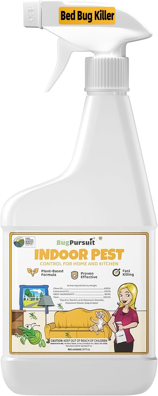 Bed Bug Spray 24 Oz, Carpet Beetle Killer, Indoor & Outdoor Bug Control for Mite, Ant, Spider and Flea, Plant Extract Based Non Toxic Bed Bug Killer, Child & Pet Safe