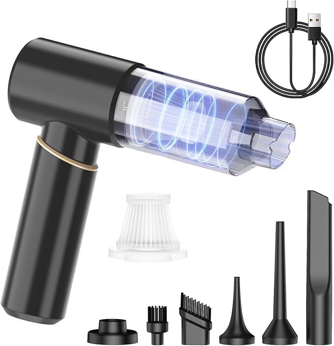 BSRCO Hand Held Vacuum Cordless Rechargeable: 15000PA Powerful Suction Hand Held Car Vacuum Cleaner,1.25 lbs Lightweight & Washable Filter Air Duster and Vacuum Cleaner for Home, Car,Pets