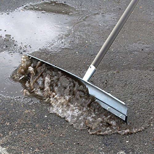 Unger Professional AquaDozer Max Kit, 36” Smooth Surface Curved Floor Squeegee and 48” Dual End Pole, Rubber Blade Scrubber and Broom for Concrete, Asphalt, and Tough Cleaning Jobs