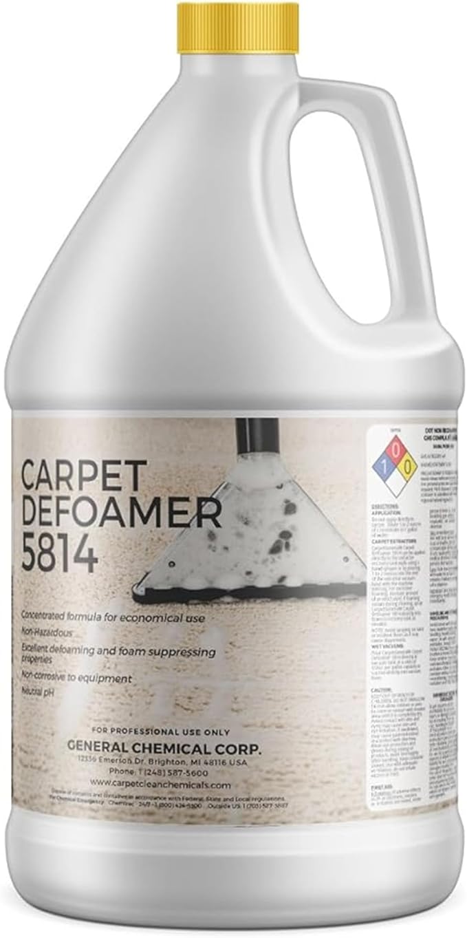 Carpet Defoamer 5814 -Foam Suppressant for Deep Rug Cleaner Machine & Floor Covering Shampooer for a Heavy-Duty Carpet Cleaner Solution, Neutral Non-Corrosive Silicone Emulsion 1 Gallon