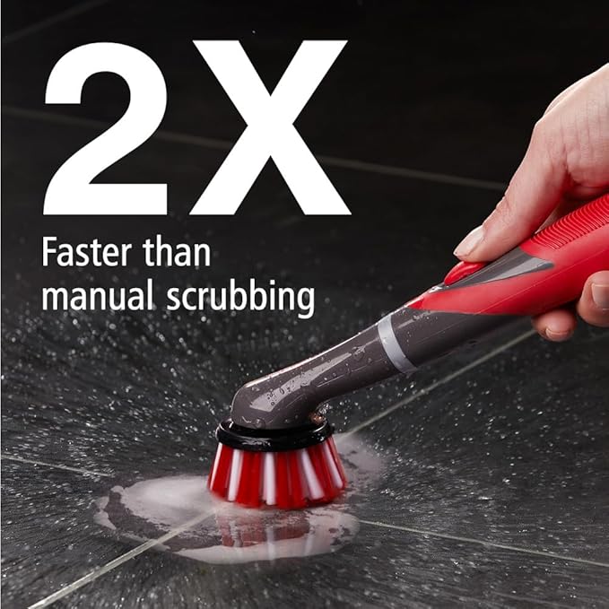 Rubbermaid Reveal Power Scrubber 5-Piece Kit, Cordless Electric Battery Powered Spin Scrub Brush, Water Resistant, for Home/Kitchen/Bathroom/Grout/Tile/Shower/Tub
