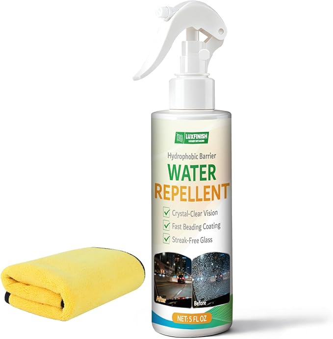 Glass Water Repellent Spray | Hydrophobic Rain Repellent for Car Windshield, Shower Doors, Windows & Mirrors | Safe Exterior Use Prevents Water Spots with Long Lasting Beading-150ml/5oz