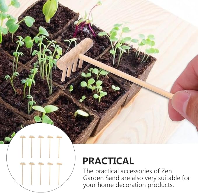 YARNOW 20 Pcs Bamboo Zen Garden Rakes Mini Tabletop Sandbox Tools for Home Decoration, 5.5 x 1.4 x 1.6 Inch