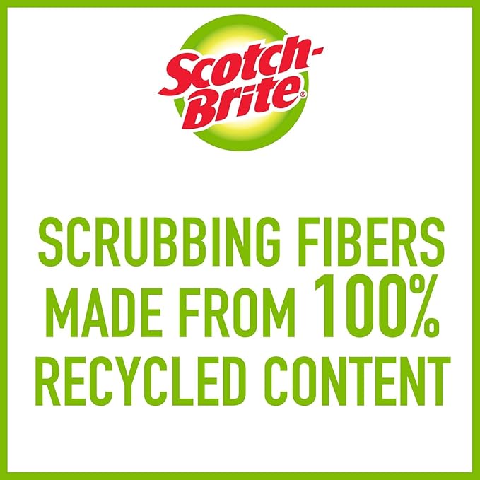 Scotch-Brite Zero Scratch Scouring Pad, Effective + Gentle Dish Scrubber for Household Cleaning, 2 Scrub Pads for Dishes, Nonstick Pots and Pans, Glass, Tubs, Showers, Reusable & Durable