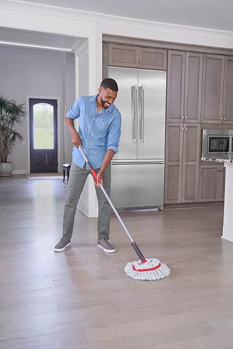 Rubbermaid Microfiber Twist Mop Kit with 2 Refills Kit Machine Washable Built-in Wringer Lightweight Safe for All Floor Types Deep Cleaning for Home/Bathroom/Garage/Office