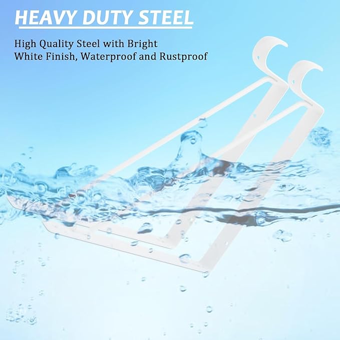 4 Pack Heavy Duty Closet Shelf Rod Brackets 11x11 Inch, 300lbs Wall Mount Closet Shelves Bracket with Rod Shelving Support, Closet Pole Support Bracket with Fixed Hardware, White