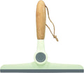 Small Squeegee Silicone Squeegee with Wood Handle Household Cleaner for Mirror Window Car Windshield Shower Door Countertop (Green Wood Handle)