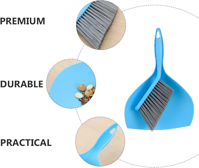 GLEAVI Mini Broom and Dustpan Set, Compact Household Pet Cleaning Tool, Desktop Sweeping Accessory for Home and Office, Portable Handheld Cleaning Supplies