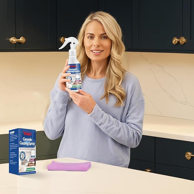 Home Ceramic Coating Spray Kit - Shine, Seal & Protect Kitchen & Bath Surfaces, High-Gloss, Repels Stains & Grime Effective - Great for Stainless Steel, Sinks, Countertops, Glass, and More -2PACK