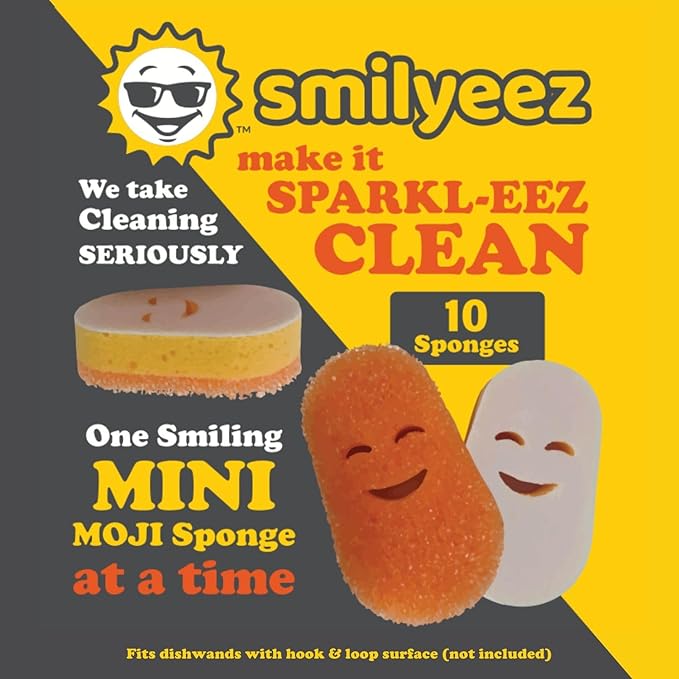 Smilyeez No Plastic Mini Moji Scrubbing Sponge Refills for Scotch Brite Dishwand (10 Pack)