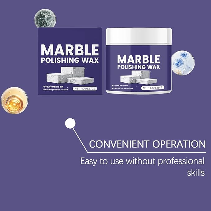 Marble Polishing Wax, Gentle Stone Polish Wax, Ceramic Tile Cleaner for Kitchen, Bathroom and Floors, Durable Shine, Smooth Finish, Marble Care and Protection, Easy to Apply (3Pcs)