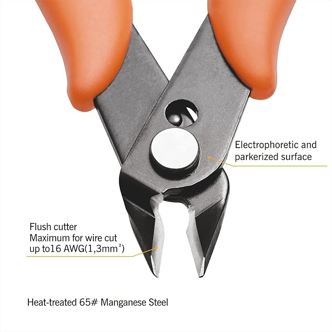 KATA 5-Pack Micro Wire Cutters, Precision Electronics Flush Cutter and Side Cutting pliers, Clean Cut for Model, Jewelry, Model Kits